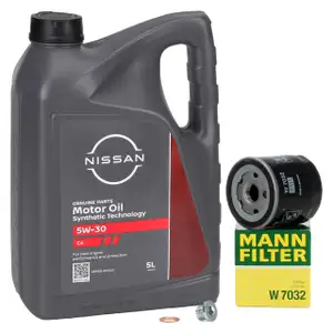 5L ORIGINAL 5W30 DPF Motor&ouml;l + MANN &Ouml;lfilter f&uuml;r NISSAN Juke F15 Micra 5 Qashqai 2 1.5 dCi