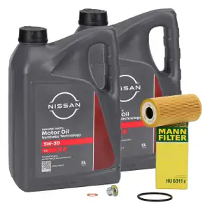 10L ORIGINAL 5W30 DPF Motor&ouml;l + MANN &Ouml;lfilter f&uuml;r NISSAN Navara Qashqai 1 2 X-Trail dCi