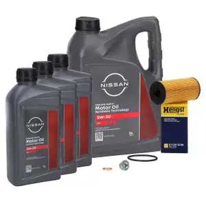 8L ORIGINAL 5W30 DPF Motor&ouml;l + HENGST &Ouml;lfilter f&uuml;r NISSAN Qashqai X-Trail 2.0 dCi