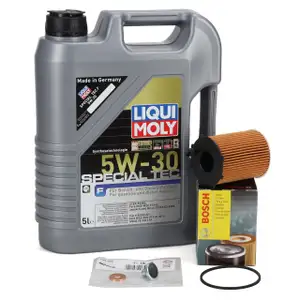 5L LIQUI MOLY SPECIAL TEC F 5W30 Motoröl + BOSCH Ölfilter für PSA FORD VOLVO 1.4/1.5/1.6 D