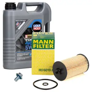 5L LIQUI MOLY Motoröl 5W30 dexos2 + MANN Ölfilter für OPEL Astra J K Mokka C 1.6 CDTI
