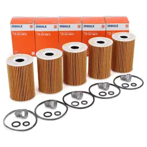 5x MAHLE OX388D &Ouml;lfilter + Schraube f&uuml;r VW Golf 6 Passat B6 B7 Tiguan Touran 1.6/2.0 TDI