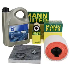 MANN Filterset 3-tlg + 5L ORIGINAL 5W-30 dexos2 Motor&ouml;l f&uuml;r OPEL Astra K 1.6 CDTi 95-160