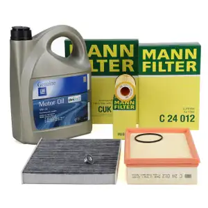 MANN Filterset + 5L ORIGINAL 5W-30 dexos2 Motoröl für OPEL Mokka/10 J13 1.4 1.6 1.8