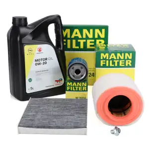 MANN Filterset + 5L ORIGINAL 0W-20 Motor&ouml;l f&uuml;r OPEL Astra K 1.0/1.4 Turbo 90-150 PS