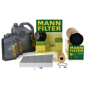 MANN Filterset 4-tlg + 8L ORIGINAL 5W30 Motor&ouml;l MERCEDES E-Klasse W211 E320CDI OM648
