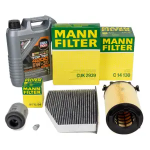MANN Filter Set + 5L LIQUI MOLY 5W30 Engine Oil for VW Golf 6, Passat B6, B7, A3, 8P 1.2/1.4 TSI
