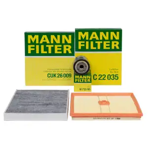 MANN Filter-Set f&uuml;r VW Golf 7 T-Roc Touran AUDI A3 8V Q2 SEAT Leon SKODA Octavia 3 1.0 TSI