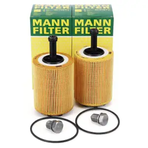 2x MANN Ölfilter + Schraube für VW Golf 4 5 6 Passat Polo Sharan Touran T4 T5 1.2-2.5 TDI