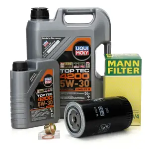6L LIQUI MOLY TopTec 5W30 Motor&ouml;l + MANN &Ouml;lfilter f&uuml;r VW Transporter T4 LT 1 2.5/TDI 2.4 D