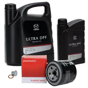 6L 6 Liter ORIGINAL Motor&ouml;l &Ouml;L ULTRA DPF 5W30 + H+B &Ouml;lfilter f&uuml;r MAZDA 3 323 5 6 626 CX-7
