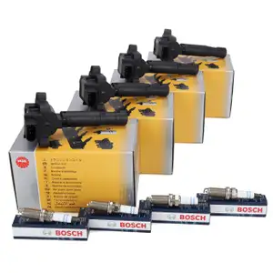 4x NGK Z&uuml;ndspule + 4x BOSCH Z&uuml;ndkerze f&uuml;r MERCEDES W203 C/A209 W211 M271 bis Motor-Nr.