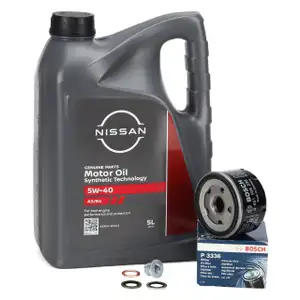 5L ORIGINAL 5W-40 Motor&ouml;l + BOSCH &Ouml;lfilter f&uuml;r NISSAN Micra 3 Note Qashqai 1 Tiida 1.5 dCi