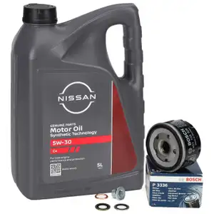 5L ORIGINAL 5W-30 C4 Motor&ouml;l + BOSCH &Ouml;lfilter f&uuml;r NISSAN Micra 3 Note Qashqai 1 1.5 dCi