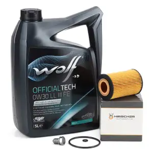 5L WOLF 0W30 LL 3 FE Motor&ouml;l + HIRSCHER &Ouml;lfilter f&uuml;r VW Golf 7 Passat B8 T6 1.6/2.0 TDI