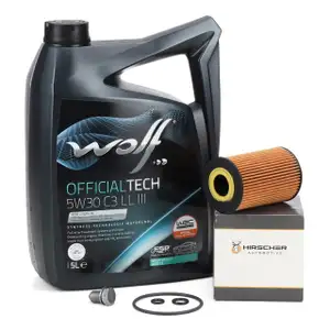 5L WOLF 5W30 C3 LL 3 Motor&ouml;l + HIRSCHER &Ouml;lfilter f&uuml;r VW Golf 5 6 Passat T5 T6 1.6/2.0 TDI