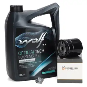5L WOLF 5W20 MS-FE Motoröl + HIRSCHER Ölfilter für FORD Fiesta Focus B/C/S-Max 1.0-2.3