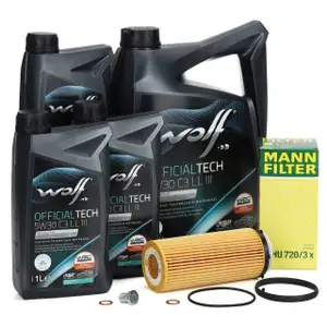 8L WOLF 5W30 C3 LL 3 Motor&ouml;l + MANN &Ouml;lfilter f&uuml;r BMW E90-93 F10/11/07 F01-04 X5 E70 X6 N57