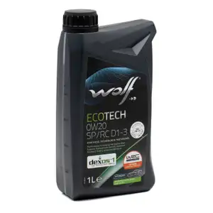 1L 1 Liter WOLF ECOTECH 0W20 SP/RC D1-3 Motoröl Öl für GM dexos1 Gen3 Fiat 9.55535-CR1/GSX
