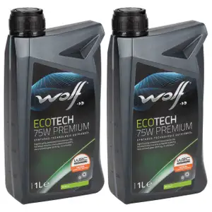 2L 2 Liter WOLF ECOTECH 75W PREMIUM Getriebe&ouml;l Schaltgetriebe&ouml;l API GL-4+
