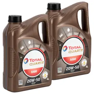 8L TOTAL QUARTZ 5000 20W-50 Motor&ouml;l &Ouml;l MB 229.1 PSA B712295 VW 501.01/505.00