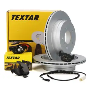 TEXTAR Bremsscheiben + Bel&auml;ge + Wako f&uuml;r BMW 1er E81 E87 3er E90-93 bis 02.2010 hinten