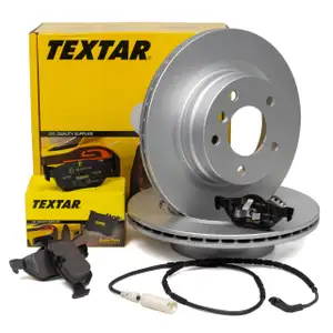 TEXTAR Bremsscheiben + Wako + Bel&auml;ge f&uuml;r BMW 1er E81 E87 3er E90-93 bis 02.2010 hinten