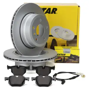 TEXTAR Bremsscheiben + Bel&auml;ge + Sensor f&uuml;r BMW 5er 525xi 530xi 525xd 530xd xDrive hinten