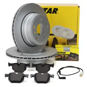 TEXTAR Bremsscheiben + Bel&auml;ge + Sensor f&uuml;r BMW 5er 525xi 530xi 525xd 530xd xDrive hinten