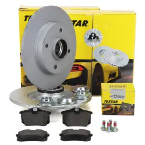 TEXTAR Bremsscheiben + Radlager + Bremsbeläge für CITROEN C3 2 C4 1 DS3 PEUGEOT 207 hinten