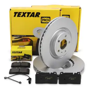 TEXTAR Bremsscheiben + Bremsbel&auml;ge + Sensor f&uuml;r AUDI A6 C7 A7 4G Q5 8RB PR-1LP vorne