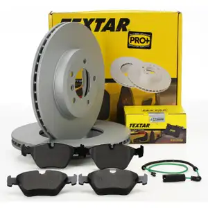 TEXTAR Bremsscheiben + Bel&auml;ge + Wako f&uuml;r BMW 3er E46 330i 330xi 330d 330xd vorne