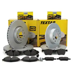 TEXTAR Bremsscheiben + Bel&auml;ge + Wako f&uuml;r VW Golf 7 Touran AUDI A3 8V Q2 GA vorne + hinten
