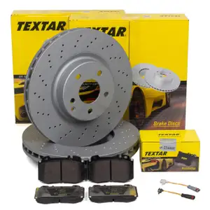 TEXTAR Brake Discs + Pads + Sensor for MERCEDES E-Class W211 with Sport Package (Front)