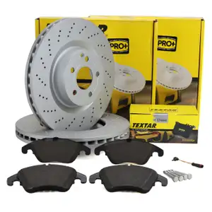 TEXTAR Bremsscheiben + Bremsbel&auml;ge + Sensor f&uuml;r MERCEDES-BENZ C207 A207 C207 R172 vorne