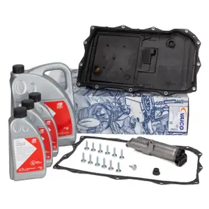 VAICO Geriebe&ouml;lwanne Satz 8-Gang Automatik + 8L febi Getriebe&ouml;l f&uuml;r BMW 8HP70/75