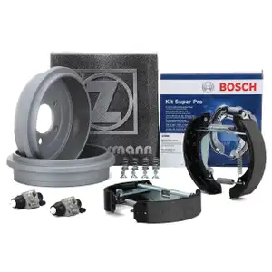 ZIMMERMANN Bremstrommeln + BOSCH Backen + Radbremszylinder f&uuml;r AUDI Ibiza Polo 9N hinten