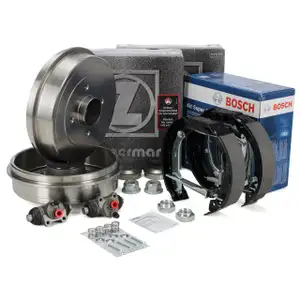 ZIMMERMANN Bremstrommeln + BOSCH Backen + Zylinder f&uuml;r DACIA Logan bis 12.2015 hinten