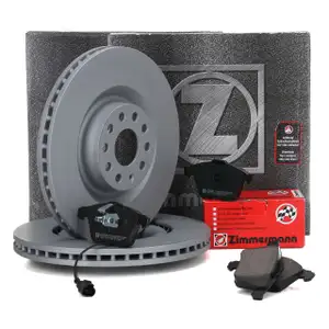 ZIMMERMANN Bremsscheiben + Bel&auml;ge + Wako f&uuml;r AUDI S3 8P SEAT Leon VW Golf 6 7 GTI/R vorne