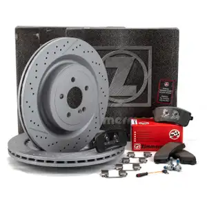 ZIMMERMANN Bremsscheiben + Bel&auml;ge + Wako f&uuml;r MERCEDES W222 C217 A217 R231 63/65 AMG hinten