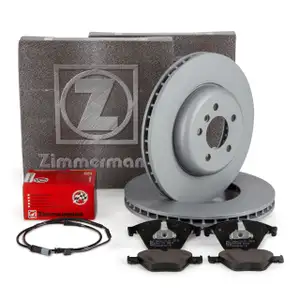 ZIMMERMANN Bremsscheiben + Bremsbel&auml;ge + Sensor f&uuml;r BMW 5er F10 528-535i 525d 530d vorne