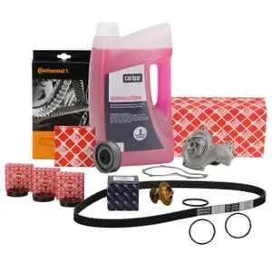 CONTI Zahnriemen + Spannrolle + Thermostat febi Wapu + Frostschutz für VW Golf 1 2 3