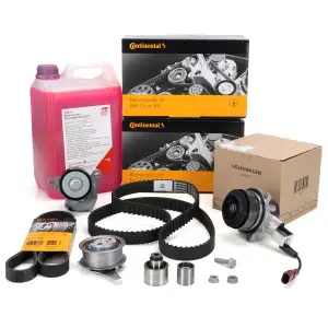 CONTI Zahnriemensatz + Keilriemen OE Wapu 5L febi Frotschutz f&uuml;r VW Golf 7 1.6/2.0 TDI