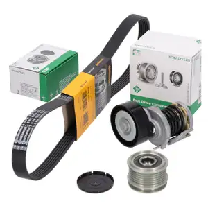 CONTI 6PK1070 Keilrippenriemen + INA Spanner + Freilauf f&uuml;r VW Golf 6 Passat 1.6/2.0 TDI