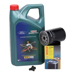 5L CASTROL MAGNATEC 5W-30 A5 Motoröl + BOSCH Ölfilter FORD Escort 5 6 Fiesta Focus Mondeo