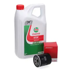 5L CASTROL GTX 10W-40 A3/B4 Motor&ouml;l + H+B &Ouml;lfilter f&uuml;r KIA MAZDA MITSUBISHI OPEL PSA SMART