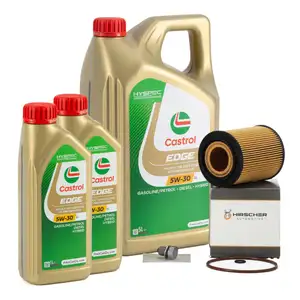 6L CASTROL EDGE 5W-30 LL Motor&ouml;l + HIRSCHER &Ouml;lfilter f&uuml;r VW Touareg T5 Phaeton 3.2/3.6 V6