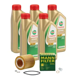 5L CASTROL EDGE 5W-30 M LL-04 Motor&ouml;l + MANN &Ouml;lfilter f&uuml;r BMW 3er 4er 5er X1 X3 X4 X5 N20