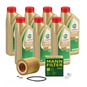 7L CASTROL EDGE 5W-30 M LL-04 Motor&ouml;l + MANN &Ouml;lfilter f&uuml;r BMW 1er 3er N51 N52 N53 N54 N55