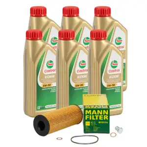 6L CASTROL EDGE 5W-30 M LL-04 Motor&ouml;l + MANN &Ouml;lfilter f&uuml;r BMW E81-88 E90-93 E60 E61 X1 N47